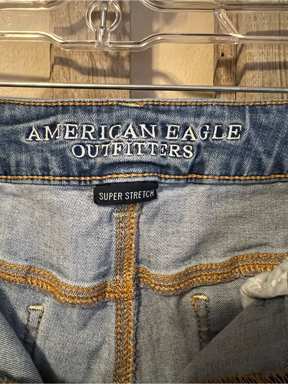 American Eagle Outfitters Blue Distressed Frayed Hem Jean Shorts - Picture 3 of 7
